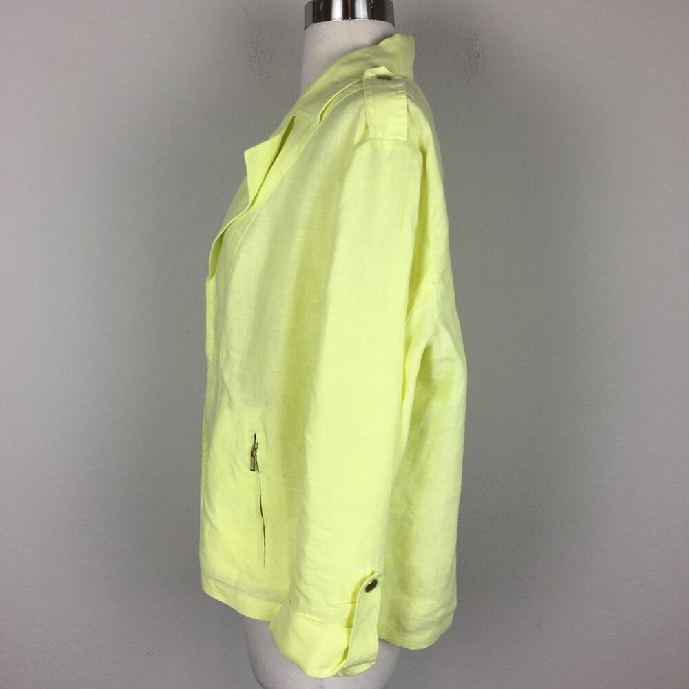 Chicos Yellow Linen Open Front Jacket 2 - Picture 4 of 9